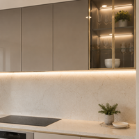 Armoires de cuisine en PET haute brillance pour les projets d'appartements australiens et les entrepreneurs en aménagement résidentiel