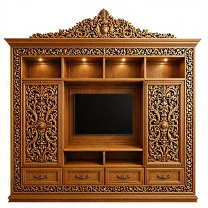 Premium <b>Teak</b> Wood Hand-Carved Baroque Living Room Furniture Luxury French Style Handcarved Wooden <b>TV</b> Cabinet <b>TV</b> <b>Stand</b> London - Product Image 5