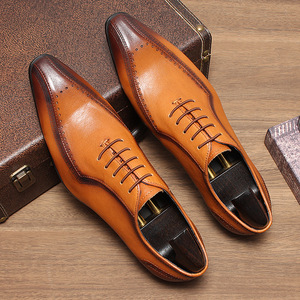Zapatos de Vestir Formales de Cuero Genuino para Hombre, Estilo Europeo, Clásicos, Ajustados, para Boda, Modernos, que Aumentan la Estatura - Product Image 1