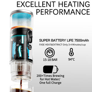 Machine à expresso portable en acier inoxydable alimentée par batterie USB-C pour la voiture, les voyages, le camping, l'extérieur, l'usage domestique, brassage rapide, automatique - Product Image 4