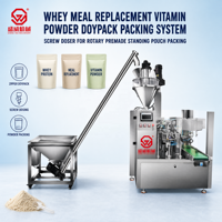 Système d'emballage rotatif automatique pour sachets Doypack avec doseur à vis pour poudre de substitut de repas de protéines de lactosérum et poudre vitaminée