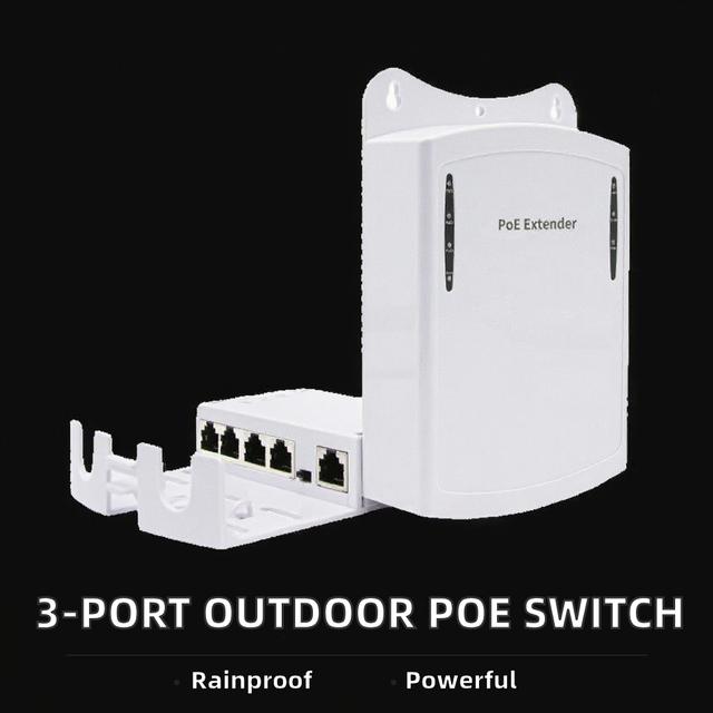 High Power 30W Waterproof Outdoor 1000M IP Camera Extender POE Network Switch Full-Duplex Half-Duplex 0.8Gbps Switch Capacity