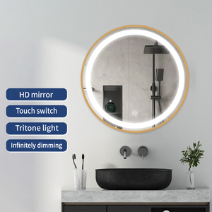 Estilo moderno, nuevo Hotel, montado en la pared, inteligente, redondo, LED, espejo iluminado, marco de aluminio, Interruptor táctil inteligente - Product Image 2