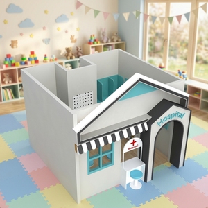 บ้านจำลองเมืองจิ๋วสำหรับเด็ก ออกแบบได้ตามต้องการ พร้อมเฟอร์นิเจอร์ไม้ สำหรับเล่นบทบาทสมมติในร่ม - Product Image 2