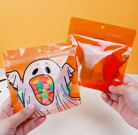 Sachets refermables en forme de citrouille, imprimés mignons Jack-o'-lantern, pochettes en plastique refermables pour bonbons, collations et emballages de fêtes