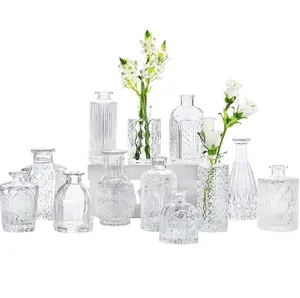 2023 Топ Продаж Набор из 12 наборов из 22 30 прозрачных маленьких ваз для цветов стеклянные вазы для бутонов для стола для свадебного декора