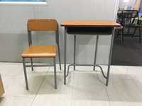 Bureau et chaise d'école modernes en bois avec hauteur réglable et structure métallique, garantie de 3 ans pour les écoles primaires et secondaires
