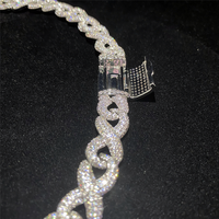 Collier en argent sterling plaqué or rose avec fermoir en forme de boîte classique glacée, chaîne à maillons cubains en moissanite, bijoux hip hop pour hommes, 925