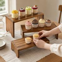 Présentoirs portables vintage en bois écologique à 3 niveaux peints pour cupcakes, aliments, desserts, parfums et décorations de mariage