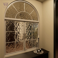 Ventanas Modernas Francesas Abatibles de Acero con Rejilla Horizontal de Acero Inoxidable y Vidrio Térmico con Apertura Interior para Sala de Estar