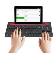Keyboard Mini Nirkabel BT Dual Channel Universal Portabel dengan Touchpad Ultra Tipis dan Stand Kokoh untuk Tablet/PC/Ponsel