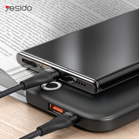 CA83 YESIDO kabel Data nilon tipe C, kabel Data Tipe C Tipe C ke USB-C, jalinan tembaga nilon pendek 30cm
