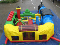 Nouvelle conception de parcours d'obstacles gonflable commercial Fun Express Train Station, train gonflable
