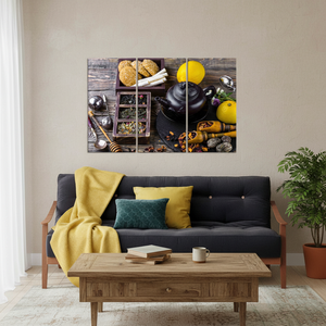 Printed Canvas Wall Art: Lemon & <b>Teapot</b> Kitchen Decor,<b>SET</b> OF 3 CANVAS - Product Image 3
