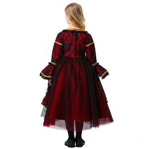 Costume de reine vampire pour enfants, robe médiévale rouge et noire, robe de jeu de rôle pour fête cosplay - Product Image 3