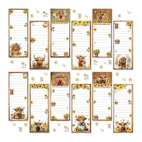 Bloc de Notas Autoadhesivo Magnético Personalizable con Diseño de Toro de las Tierras Altas, Aromatizado, Retro, Adhesivo para Refrigerador, Formas Personalizadas, CMYK