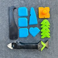 Kit de Herramientas de Acabado de Silicona 5 en 1 con Raspador de Acero Inoxidable y 6 Perfiles Reemplazables para Calafateo y Eliminación de Mortero