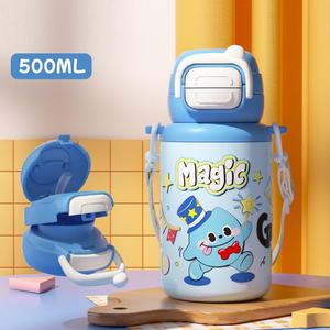 Outdoor Sports Portable Back Strap Stainless Steel Dual-Drink Children's Thermos Vacuum Insulated Water <b>Bottle</b> With Rope Strap - Product Image 2