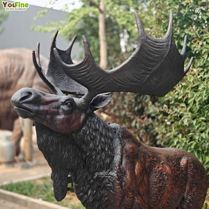 Estatua de <span class=keywords><strong>Alce</strong></span> de Bronce de <span class=keywords><strong>Tamaño</strong></span> <span class=keywords><strong>Real</strong></span>, Escultura de Animal Salvaje para Exteriores, Pose Caminando, Astas Palmadas, Hecha a Mano para Jardín, Parque, Villa - Product Image 6