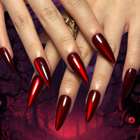 30 pièces boîte armure vente chaude Halloween portant presse sur ongles couleur unie rouge oeil de chat Nail Art peut être répété faux ongles