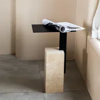 Table basse de style nordique en travertin beige naturel, style crème, pour la maison, le salon, meubles