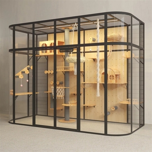 2026 Venta al por mayor de fábrica Nuevo diseño Lujosa y grande villa de madera para gatos, mueble, jaula, casa y condominio para gatos de interior con bandeja extraíble - Product Image 3