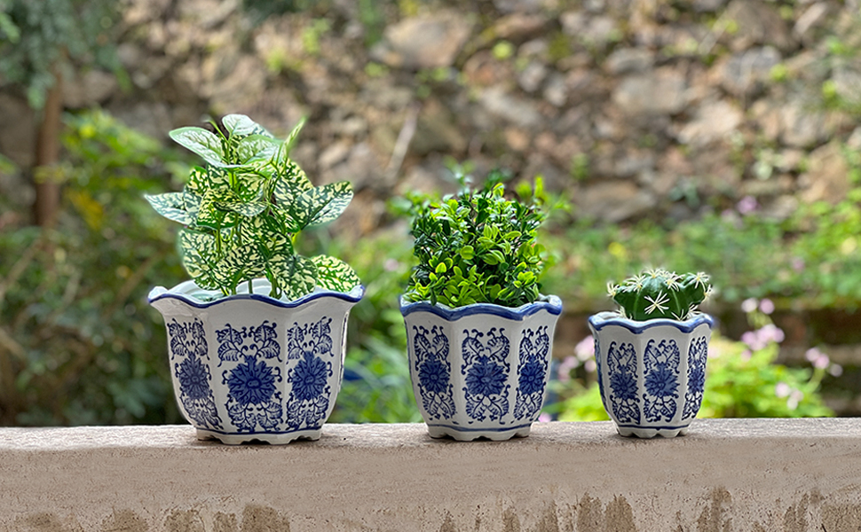 Amazon.co.jp: 植木鉢 陶器 三日月 脚付き おしゃれ 和風(蛸唐草