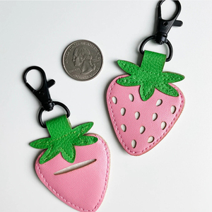 QY <b>Cute</b> Strawberry Coin <b>Purse</b> Keychain PU Leather Fruit Bag Charm Mini Wallet Gift Accessories for Women Girls - Product Image 4