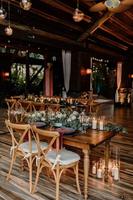Meubles d'hôtel, table de dîner longue en bois pliante en bois pour fête en plein air, événement, mariage, banquet, PLUS DESIGN