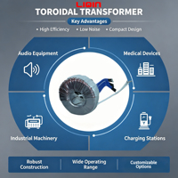 Transformateur toroïdal personnalisé 20VA-15kVA monophasé, usage de puissance en cuivre, 220V 50/60Hz