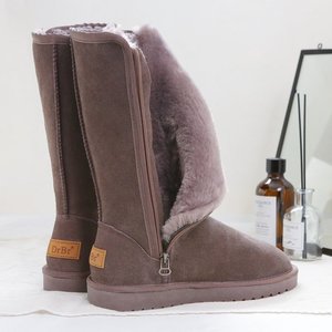 Bottes de neige pour femmes avec patchs à lettres, fermeture éclair latérale, bout rond, semelle épaisse, fourrure, mi-<span class=keywords><strong>mollet</strong></span>, chaussures Femme Botas De Mujer - Product Image 3