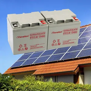 Banatton高精度15年长寿命硅胶太阳能电池12v 40AH凝胶可充电存储铅酸电池Bateria