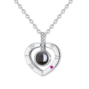 Nuevo collar con colgante de corazón con letra de memoria romántica 100 idiomas te amo collar de proyección - Product Image 5