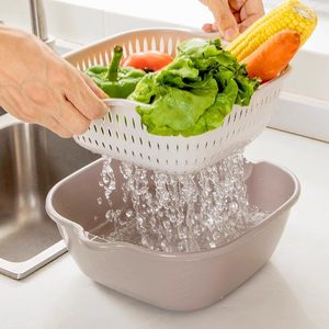 Égouttoir double couche en PP pour légumes et fruits, panier de lavage et passoire de cuisine - Product Image 2