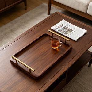 Bamboo Wood <b>Tea</b> <b>Tray</b> Rectangular With Handle For Home Hotel Restaurant Serving <b>Trays</b> - Product Image 3