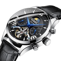 GUANQIN GH17003 Montres de luxe pour hommes Montre mécanique automatique Fashion Business Leather Strap Moon Phase Wristwatch for Man Male