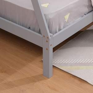 Tente <span class=keywords><strong>tipi</strong></span> en bois pour enfants Cadre de <span class=keywords><strong>lit</strong></span> simple <span class=keywords><strong>Lit</strong></span> en bois de pin (gris sans matelas) pour enfants - Product Image 6