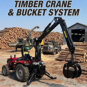 Grue forestière hydraulique DIBO CE pour tracteur, <span class=keywords><strong>attelage</strong></span> 3 points, levage 7m, avec benne à bois - Product Image 1
