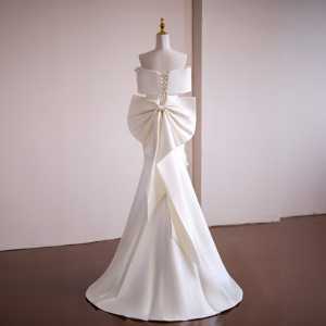 <span class=keywords><strong>Robe</strong></span> <span class=keywords><strong>de</strong></span> soirée élégante en forme <span class=keywords><strong>de</strong></span> sirène pour filles, petit groupe, longueur d'épaule, simple, blanc, grand nœud sans bretelles, mariage - Product Image 3