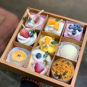 Caja de embalaje personalizada para Postres, tapa transparente reciclable para banquete, caja marrón para cupcakes de 9 rejillas con cinta - Product Image 3