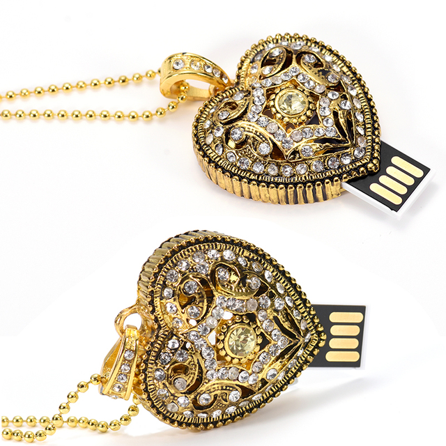 Heart Jewelry Usb Flash Drives Lady Pendrive Elegant Gift 1gb 2gb 4gb Real Capacity Memorias Usb Stick 8gb Pen Drive