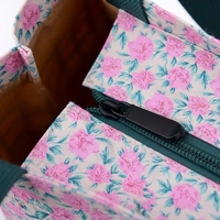 Sac fourre-tout imperméable à motif floral écossais, taille moyenne, doublure en tissu TC, taille personnalisable pour les trajets quotidiens et les repas.