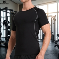 T-shirt de sport respirant et élastique pour homme, séchage rapide, manches courtes, compression, été