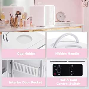 EUHOMY kulkas Mini 5L AC/DC, kulkas kecil dengan kaca LED dapat diredupkan, pendingin dan penghangat untuk perawatan kulit, kosmetik - Product Image 4