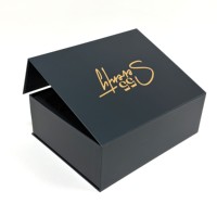 Boîte magnétique rigide en carton gris recyclable avec logo en feuille d'or personnalisé, emballage de luxe en forme de livre, boîte cadeau magnétique avec couvercle magnétique