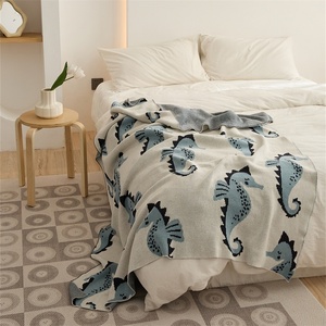 Mềm Dễ Thương Phim Hoạ<span class=keywords><strong>t</strong></span> Hình Biển Ngựa 100% Cotton Dệ<span class=keywords><strong>t</strong></span> Kim Ném Chăn Cho Trang Trí Nội Thấ<span class=keywords><strong>t</strong></span> Cho Trẻ Em Quà <span class=keywords><strong>T</strong></span>ặng Của Trẻ Em Hm - Product Image 4