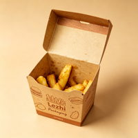 Boîte à frites en papier kraft jetable, boîte à emporter jetable pour la restauration rapide, boîte d'emballage pour nuggets de poulet frit