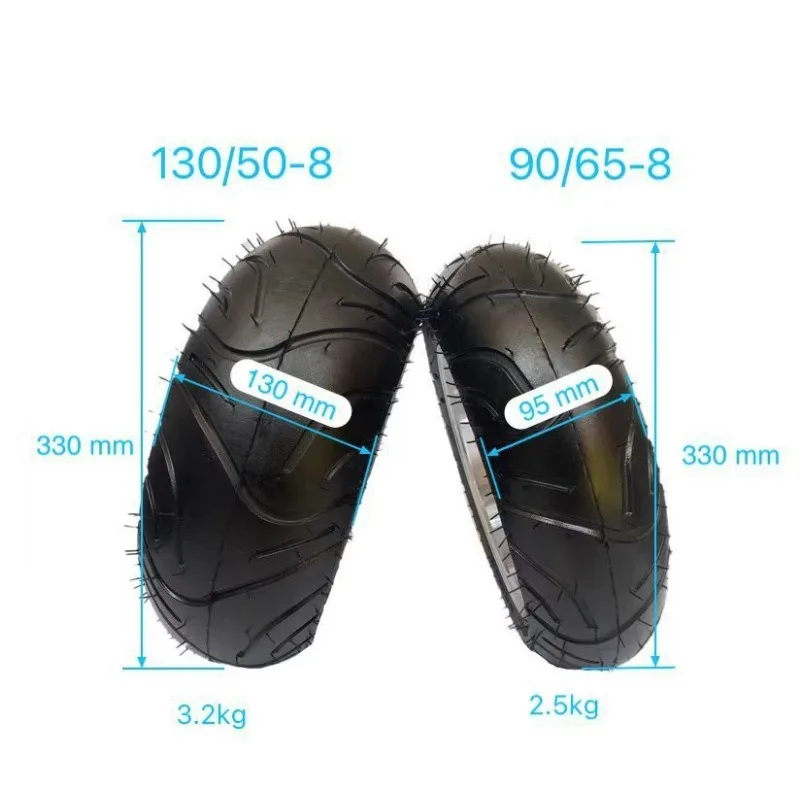 90/65-8 Front & 130/50-8 Rear Tubeless Tyres for Honda Monkey Bike