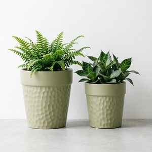Pot en céramique martelé vert sauge mat, style minimaliste nordique, pour plantes d'intérieur, décoration de la maison - Product Image 2