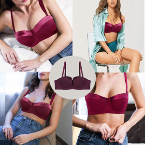 BINNYS Sujetador con aros sin tirantes para mujer Sujetador De Color sólido Soutien Gorge Grande Taille <span class=keywords><strong>Push</strong></span> <span class=keywords><strong>up</strong></span> <span class=keywords><strong>Sosten</strong></span> De Mujer 40D Al Por Mayor - Product Image 4